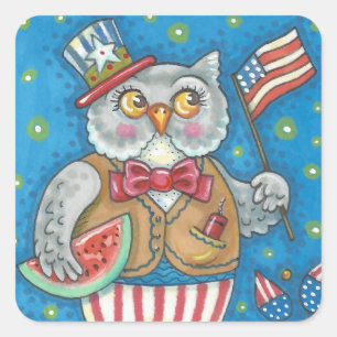 Adesivo Quadrado 4o DA CORUJA de BUZINA de JULHO, *Sheet quadrado