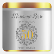 50º Aniversário do Metálico Dourado e Prateado