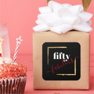 Adesivo Quadrado 50º aniversário preto e Dourado e aniversário f