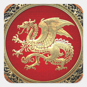 Adesivo Quadrado [500] Dragão islandês, Landvæ ttir [Dourado]