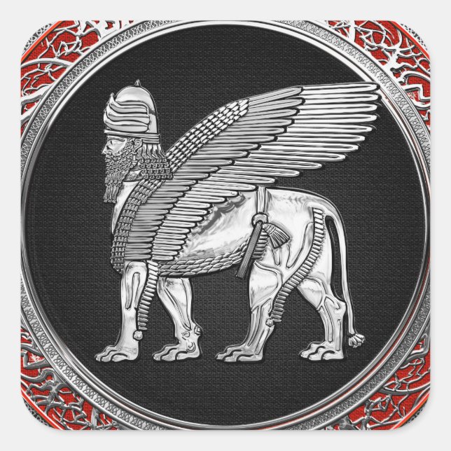 Adesivo Quadrado [500] Leão Assírio - Silver Lamaçu (Frente)