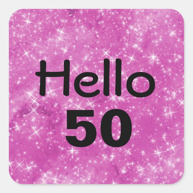 Adesivo Quadrado 50.º Aniversário - Lente Rosa (Frente)