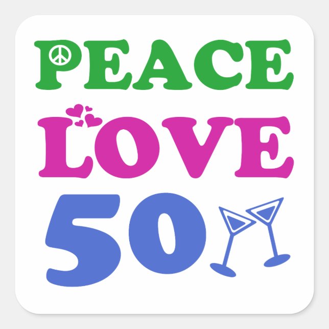 Adesivo Quadrado 50 anos designs de aniversário antigos (Frente)