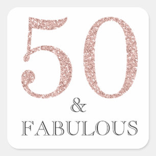 Adesivo Quadrado 50 e aniversário da tipografia fabulosa de   50th