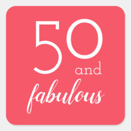 Adesivo Quadrado 50 e Fabulosa Milestone Birthday Orange Stickers