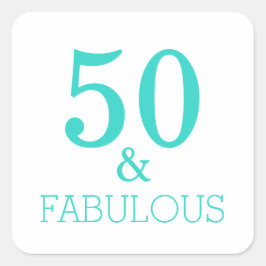 Adesivo Quadrado 50 E Fabulosa Turquesa Branca De Festa de aniversá