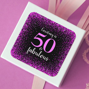 Adesivo Quadrado 50 e fabuloso preto cor-de-rosa cintilante persona