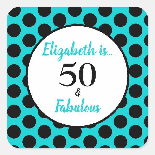 Adesivo Quadrado 50 e Fabuloso Vinheta Azul Quadrado Turquesa (Frente)