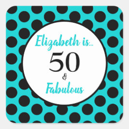 Adesivo Quadrado 50 e Fabuloso Vinheta Azul Quadrado Turquesa