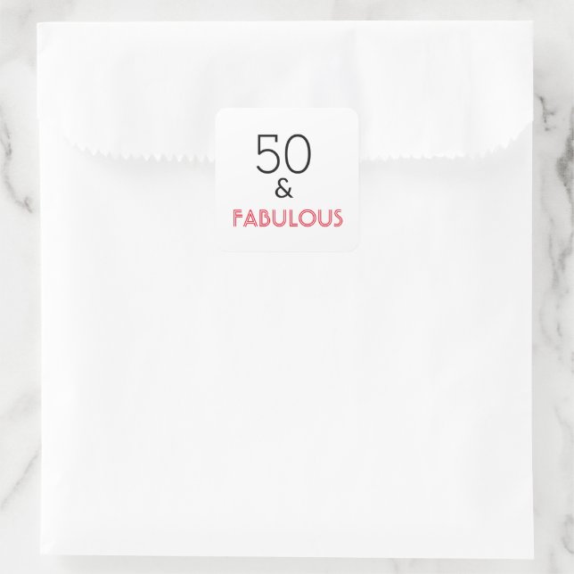 Adesivo Quadrado 50 & Fab Aniversário (Bolsa)