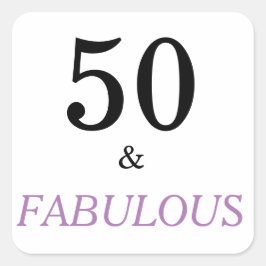 Adesivo Quadrado 50 Fabuloso Aniversário Engraçado Citação Negra Co