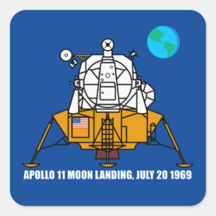 Adesivo Quadrado 50th Logotipo do aniversário, aterragem de lua de