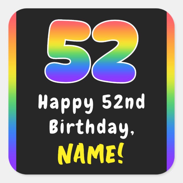 Adesivo Quadrado 52º Aniversário: Rainbow Spectrum # 52, Custom Nam (Frente)