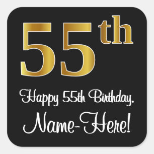 Adesivo Quadrado 55º aniversário - Olhar Dourado elegante e luxuo