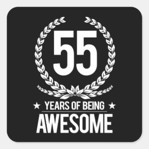 Adesivo Quadrado 55th Aniversário (55 anos de ser impressionantes)