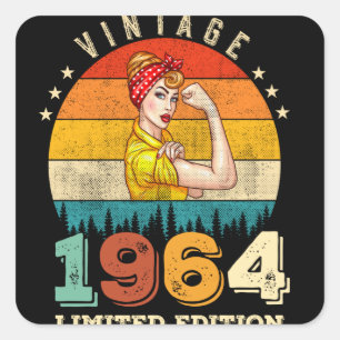 Adesivo Quadrado 58 anos 1964 Vintage Women 58th Birthday Gift