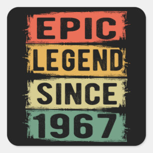Adesivo Quadrado 58 Anos De Idade Dia 1967 Legenda Epic 58º Anivers