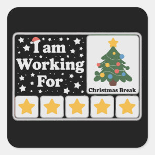 Adesivo Quadrado 5 Estrelas Árvore Xmas Estou Trabalhando Para Para
