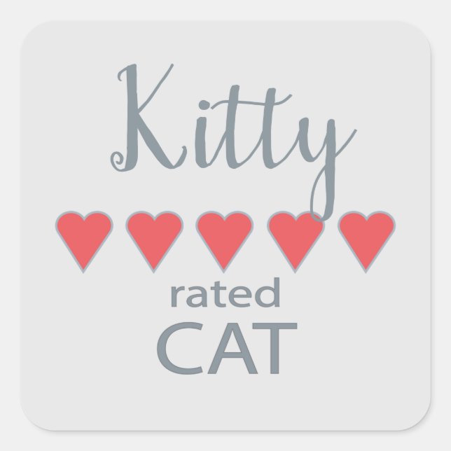 Adesivo Quadrado 5 Gato com classificação cardíaca (Frente)