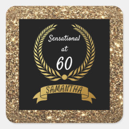 Adesivo Quadrado 60ª Bolsa mensageifesta de aniversario elegante Do