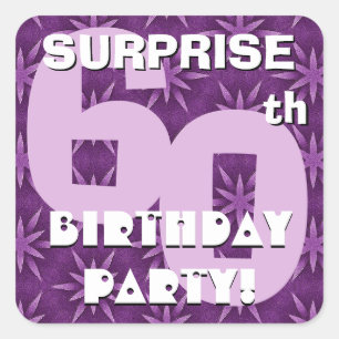 Adesivo Quadrado 60º SURPREE Birthday Purple Fireworks V03