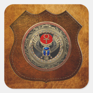 Adesivo Quadrado [600] Egípcio Dourado sagrado escaravelho voado