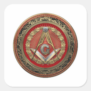 Adesivo Quadrado [600] Mestre Mason - Praça Dourada e bússolas
