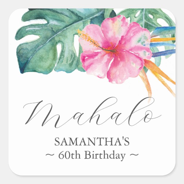 Adesivo Quadrado 60.º Aniversário Personalizado (Frente)