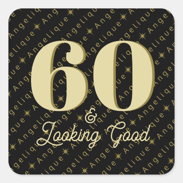 Adesivo Quadrado 60 e bom aniversário (Frente)