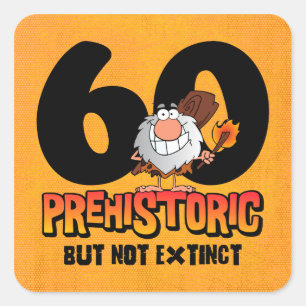 Adesivo Quadrado 60th aniversário pré-histórico