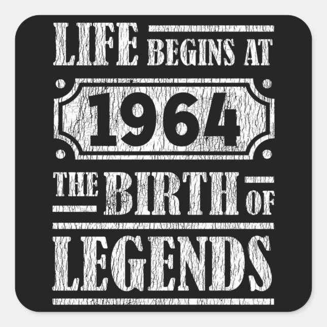 Adesivo Quadrado 61 Anos De Idade 1964 Nascimento Da Legenda 61ruas (Frente)