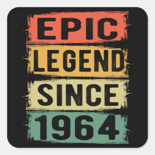 Adesivo Quadrado 61 Anos De Idade Dia 1964 Legenda Epic 61ruas Aniv
