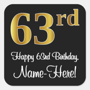 Adesivo Quadrado 63º aniversário - Olhar Dourado elegante e luxuo