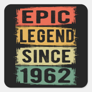 Adesivo Quadrado 63 Anos De Idade Dia 1962 Legenda Epic 63º Anivers