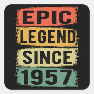 Adesivo Quadrado 64 Anos De Idade Dia 1957 Legenda Epic 65º Anivers