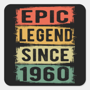 Adesivo Quadrado 65 Anos De Idade Dia 1960 Legenda Epic 65º Anivers