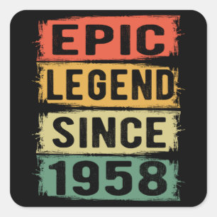 Adesivo Quadrado 67 Anos De Idade Dia 1958 Legenda Epic 67º Anivers