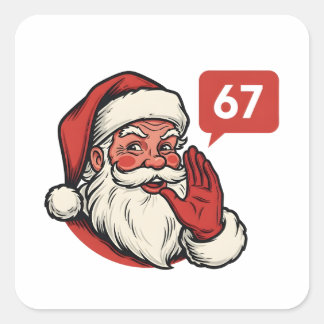 Adesivo Quadrado 67 Christmas Merry Six Seven Brainrot Santa Claus