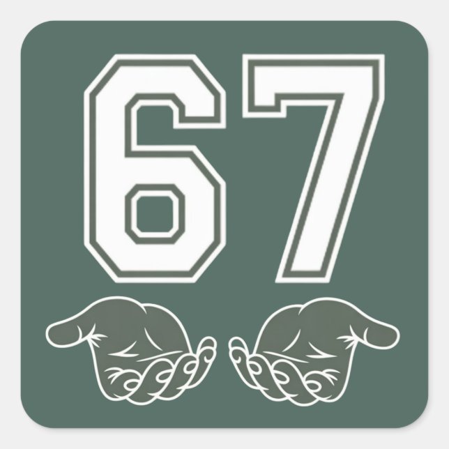Adesivo Quadrado 67 Hand Funny Six Seven Meme Generation Alpha  (Frente)