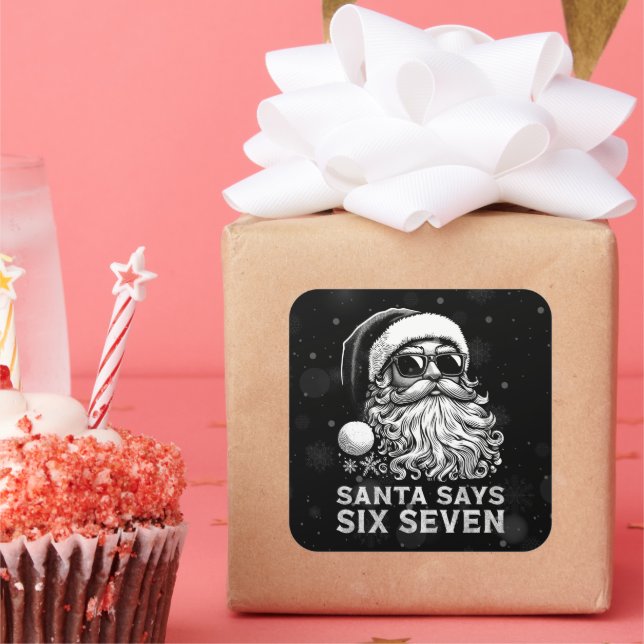 Adesivo Quadrado 67 Meme Funny Santa Says Six Seven Christmas (Festa)