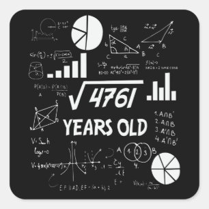 Adesivo Quadrado 69 anos, 69 anos, 69, Presente de Aniversário, Pr