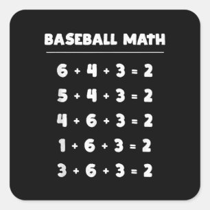 Adesivo Quadrado 6 4 3 2 Matemática De Baseball - Jogo De Softball 