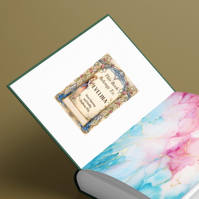 Adesivo Quadrado 6 Cartazes - Princesa Fairytale (Princess bookplate shwon inside a book's front page)