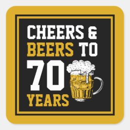 Adesivo Quadrado 70 Aniversário Saúde e Cerveja aos 70 anos