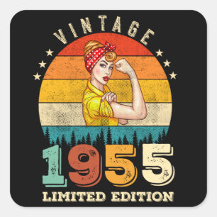 Adesivo Quadrado 70 Anos De Idade No Dia 1954 Vintage 70 Mulheres D