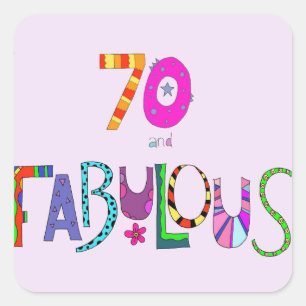 Adesivo Quadrado 70 e aniversário fabuloso do 70