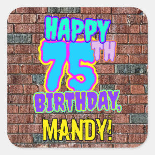 Adesivo Quadrado 75º aniversário - Grafite urbano inspirado e div