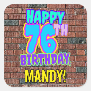 Adesivo Quadrado 76º aniversário - Grafite urbano inspirado e div