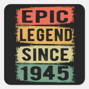 Adesivo Quadrado 76 Anos De Idade Dia 1945 Legenda Epic 76. º Aniv