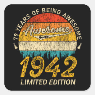 Adesivo Quadrado 79 Anos De Idade No Dia 1942 Incrível Desde O 79º 